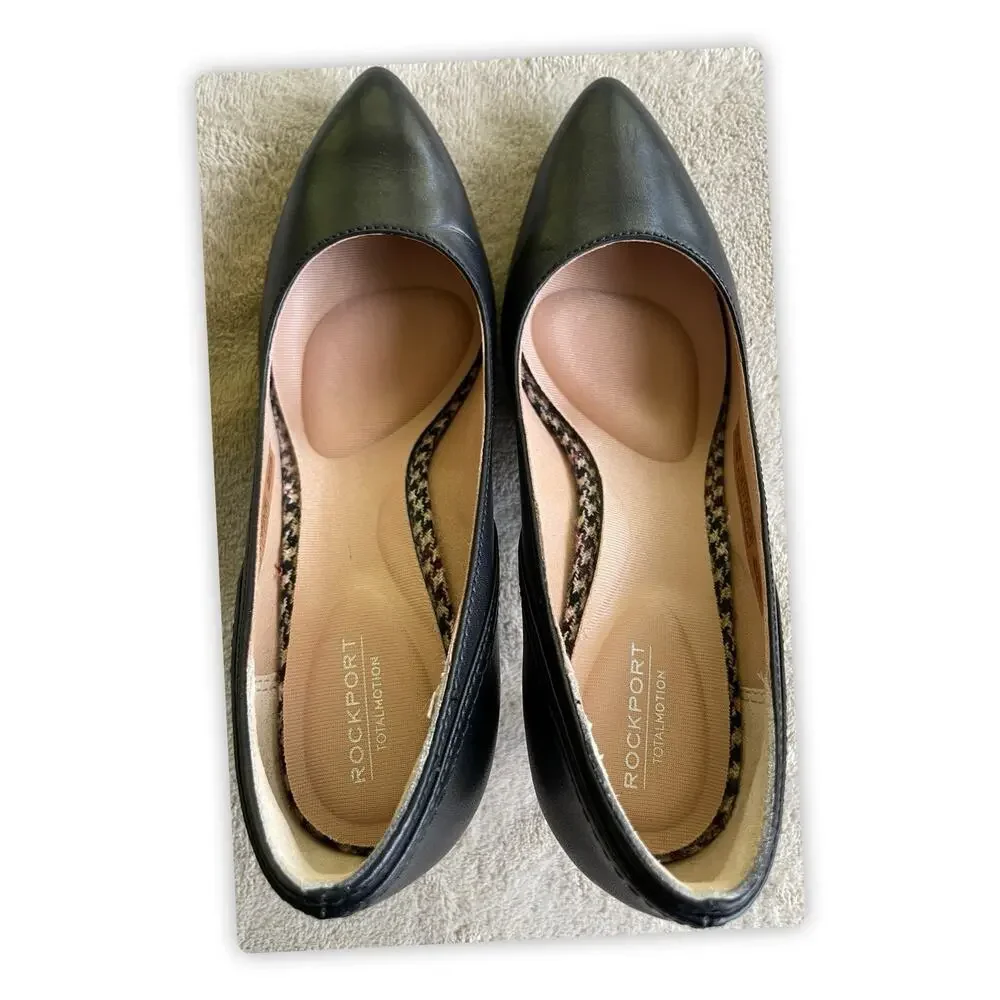 Rockport Total Motion Black Pointed Toe Heels Pumps Womens 6.5 Leather